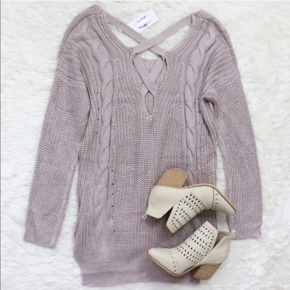 Criss Cross Open Back Slouchy Sweater - Picture 5 of 6